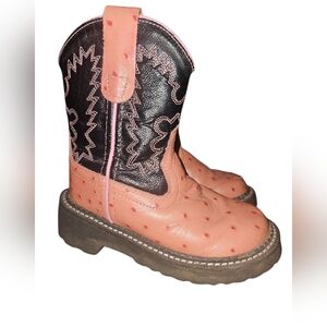 Old West Kids Boots in Black and Pink